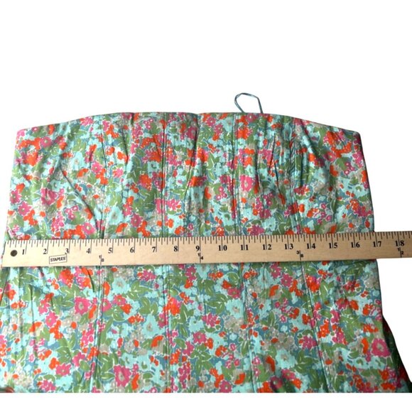 Free People Made Me Smile Strapless Floral Dress Pleated Skirt Button Back XL - Picture 11 of 14